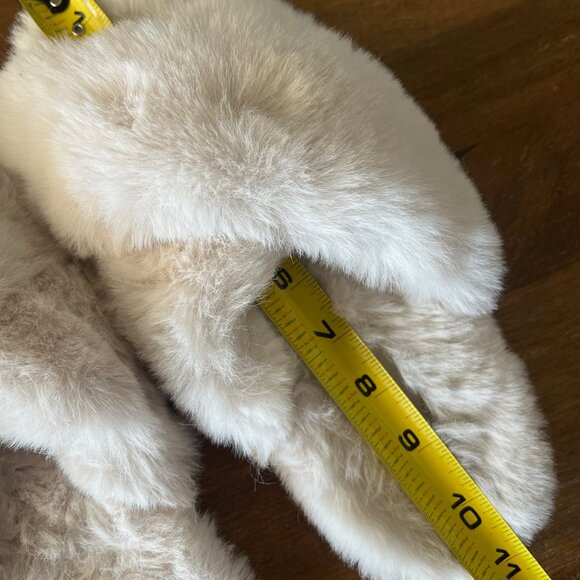 Abercrombie Fitch Faux Fur Slippers Sz Sm/XS Criss Cross Slip On Open Toe Slides - Picture 6 of 7